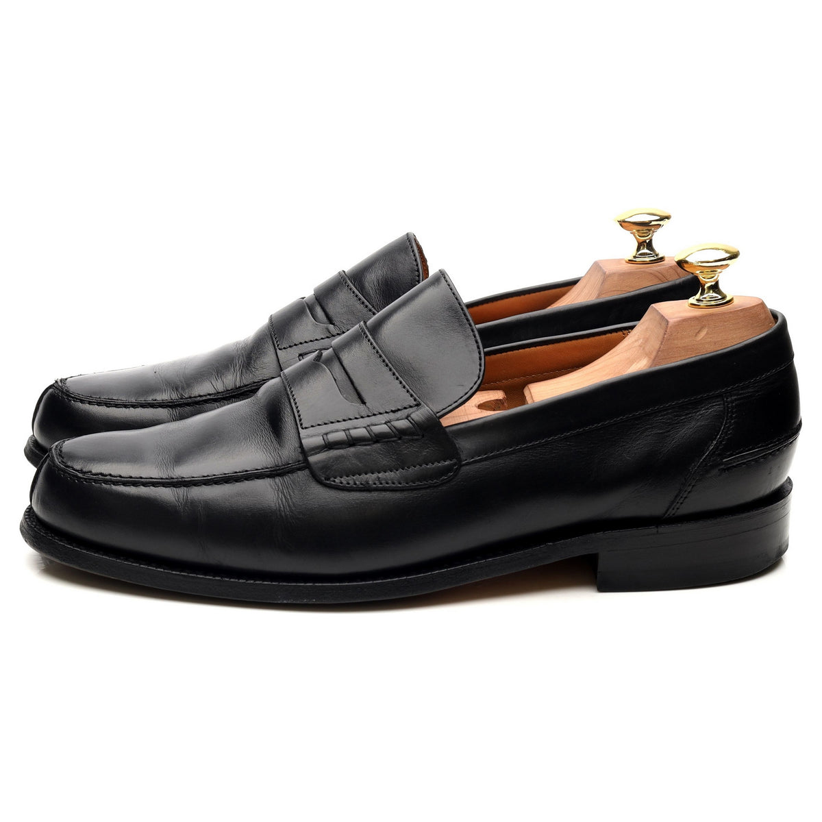 &#39;Barton&#39; Black Leather Loafers UK 8 G