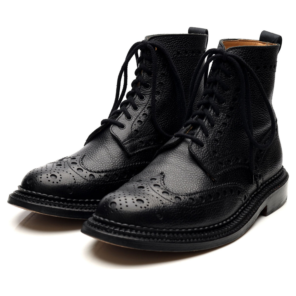 Brogue Boots Grenson Leather Boots Fred' Triple Welt Black