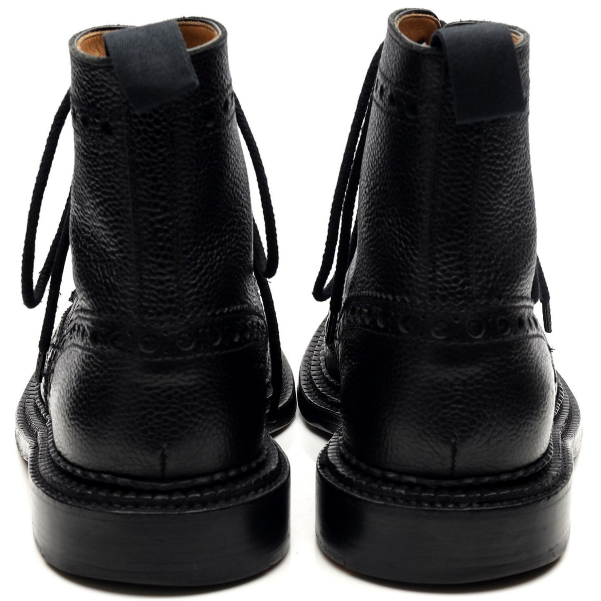 &#39;Fred&#39; Triple Welt Black Leather Brogue Boots UK 7 G