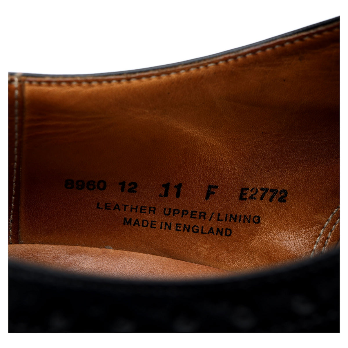 Black Leather Oxford Semi Brogues UK 11 F