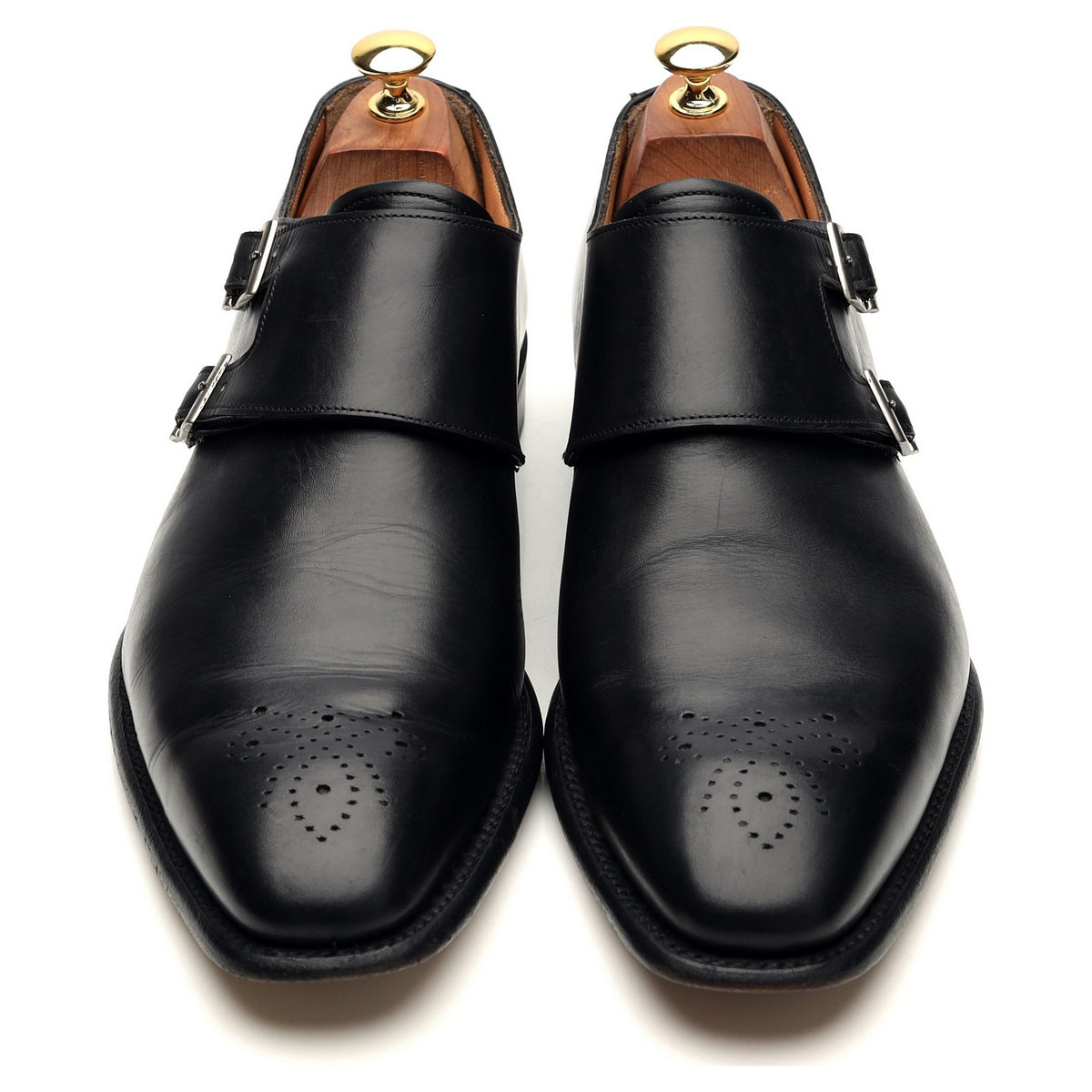Herring &#39;Blair II&#39; Black Leather Double Monk Strap UK 9.5 F