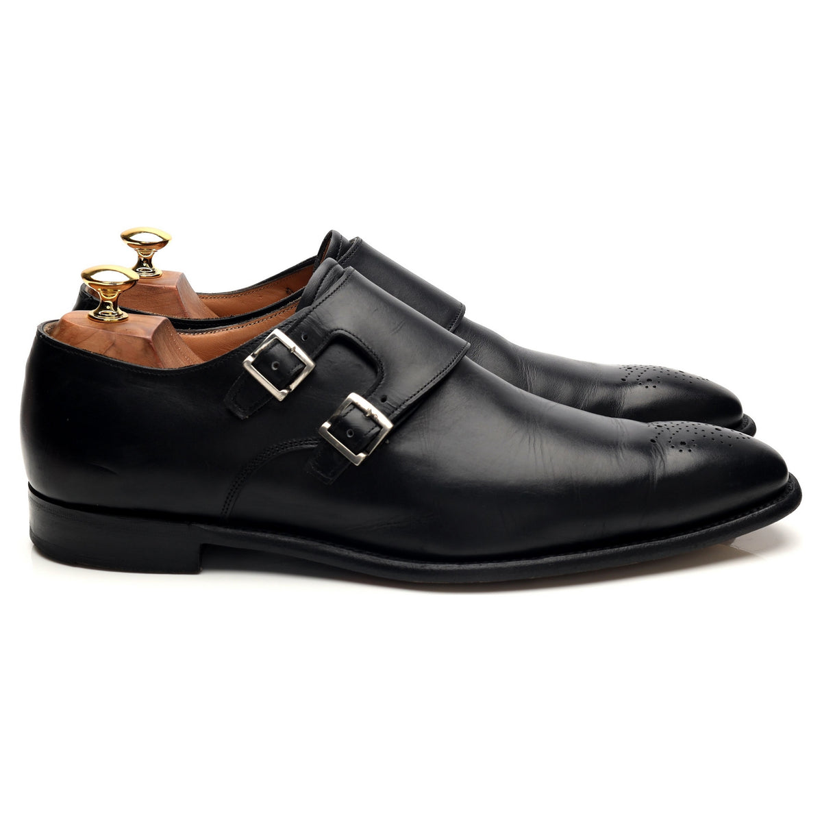 Herring &#39;Blair II&#39; Black Leather Double Monk Strap UK 9.5 F
