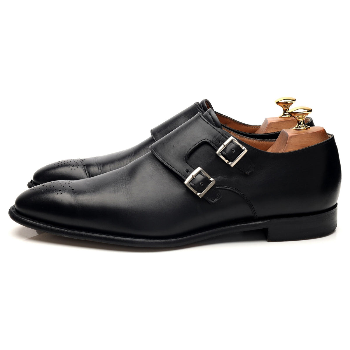 Herring &#39;Blair II&#39; Black Leather Double Monk Strap UK 9.5 F