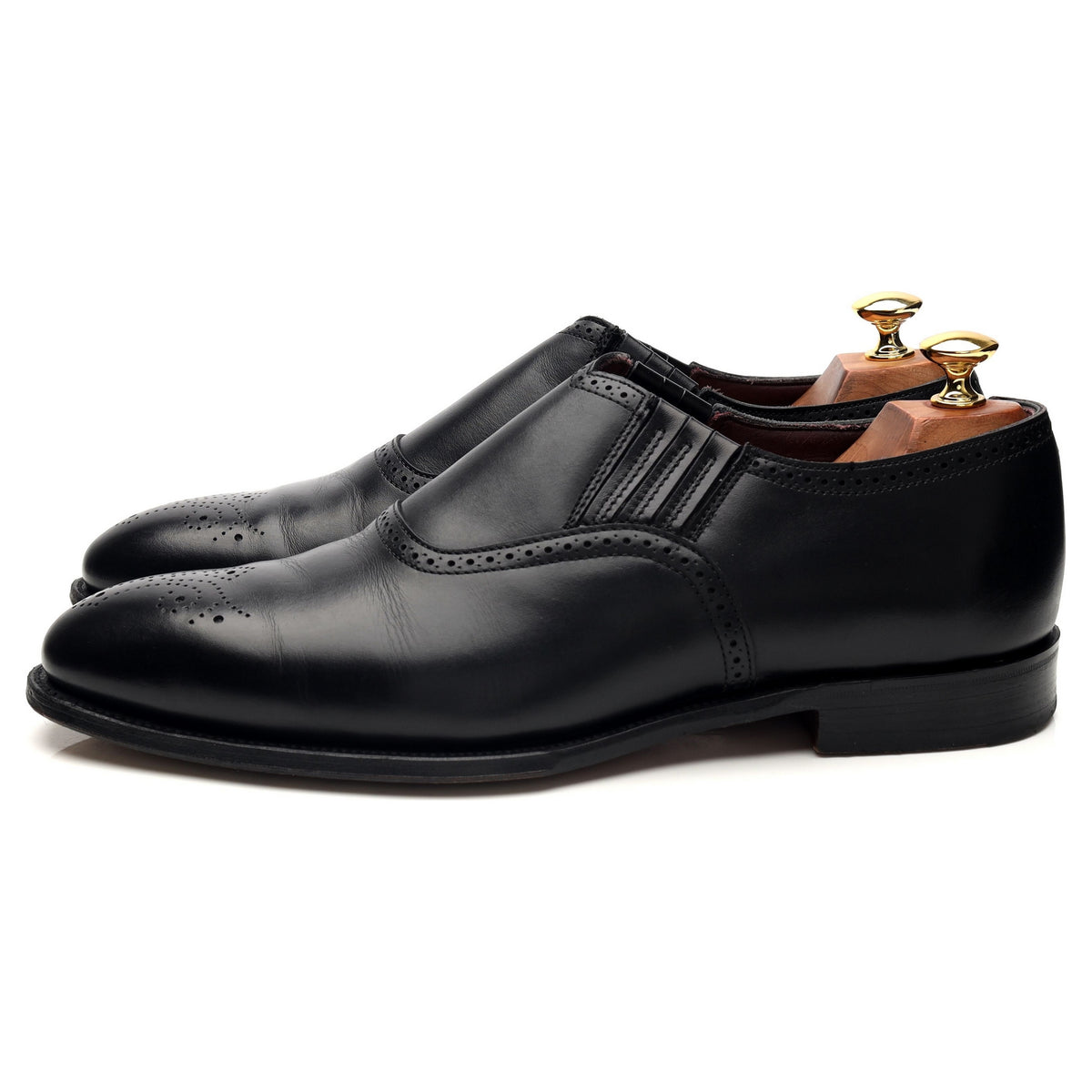Herring &#39;Alfred II&#39; Black Leather Lazyman Slip On UK 9 F