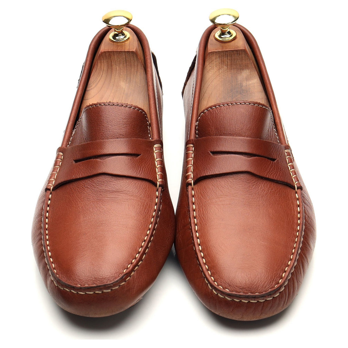 Tan Brown Leather Driving Loafers UK 8