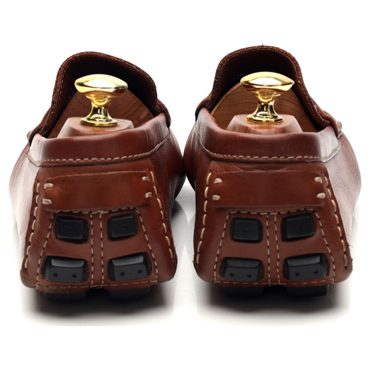 Tan Brown Leather Driving Loafers UK 8