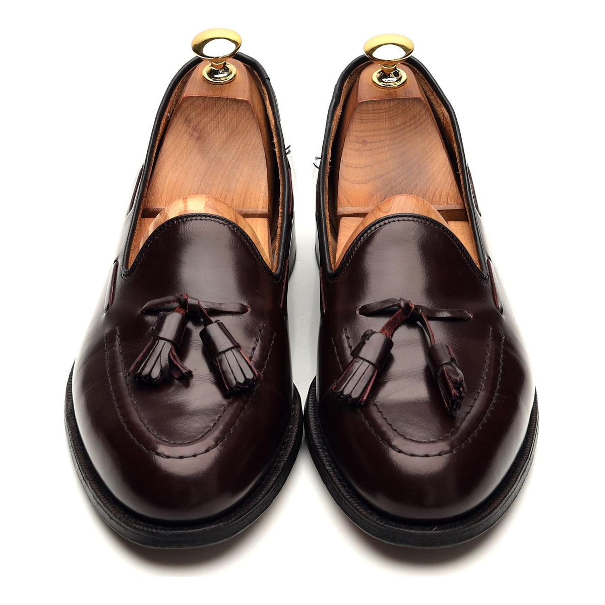 Burgundy Leather Tassel Loafers UK 7 F