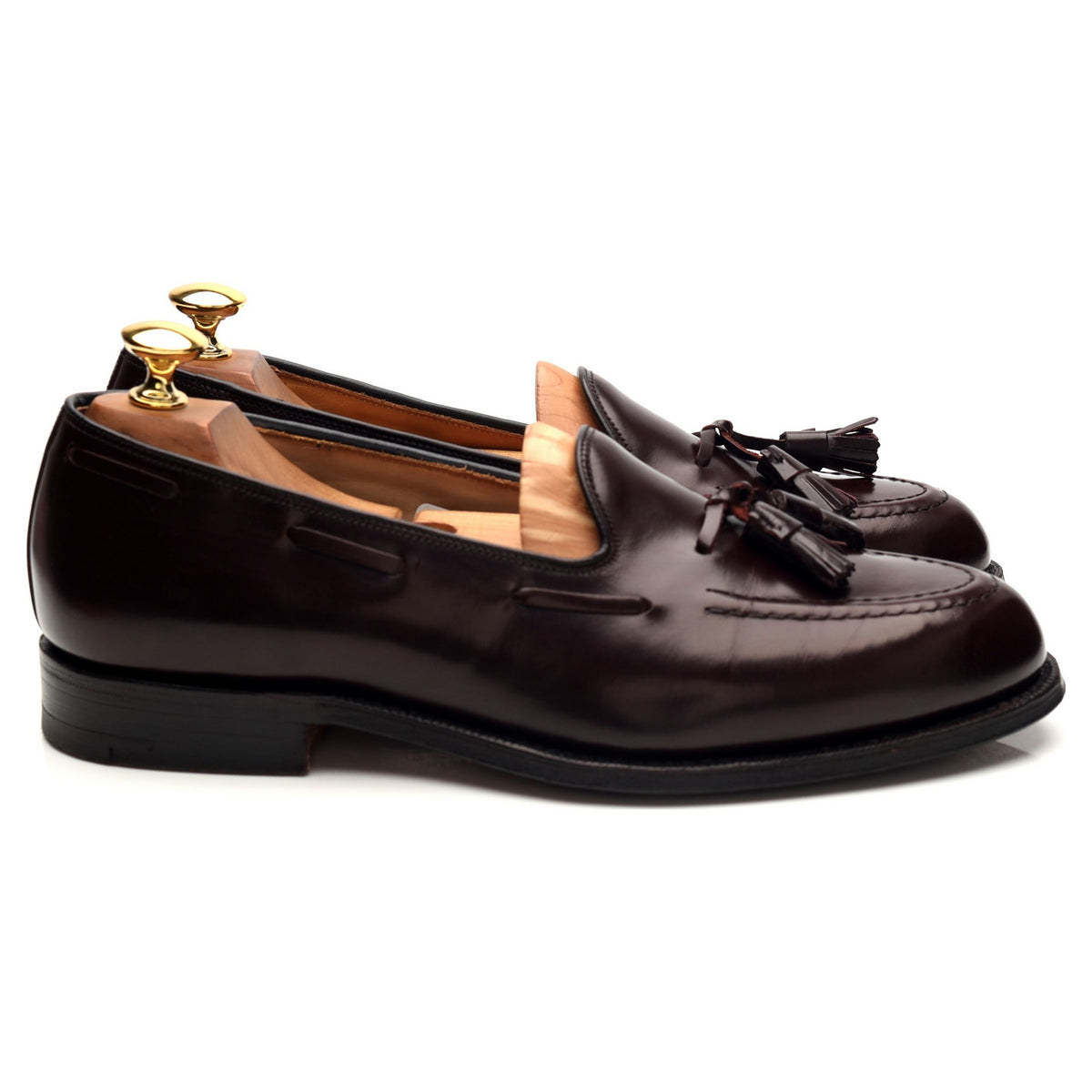 Burgundy Leather Tassel Loafers UK 7 F