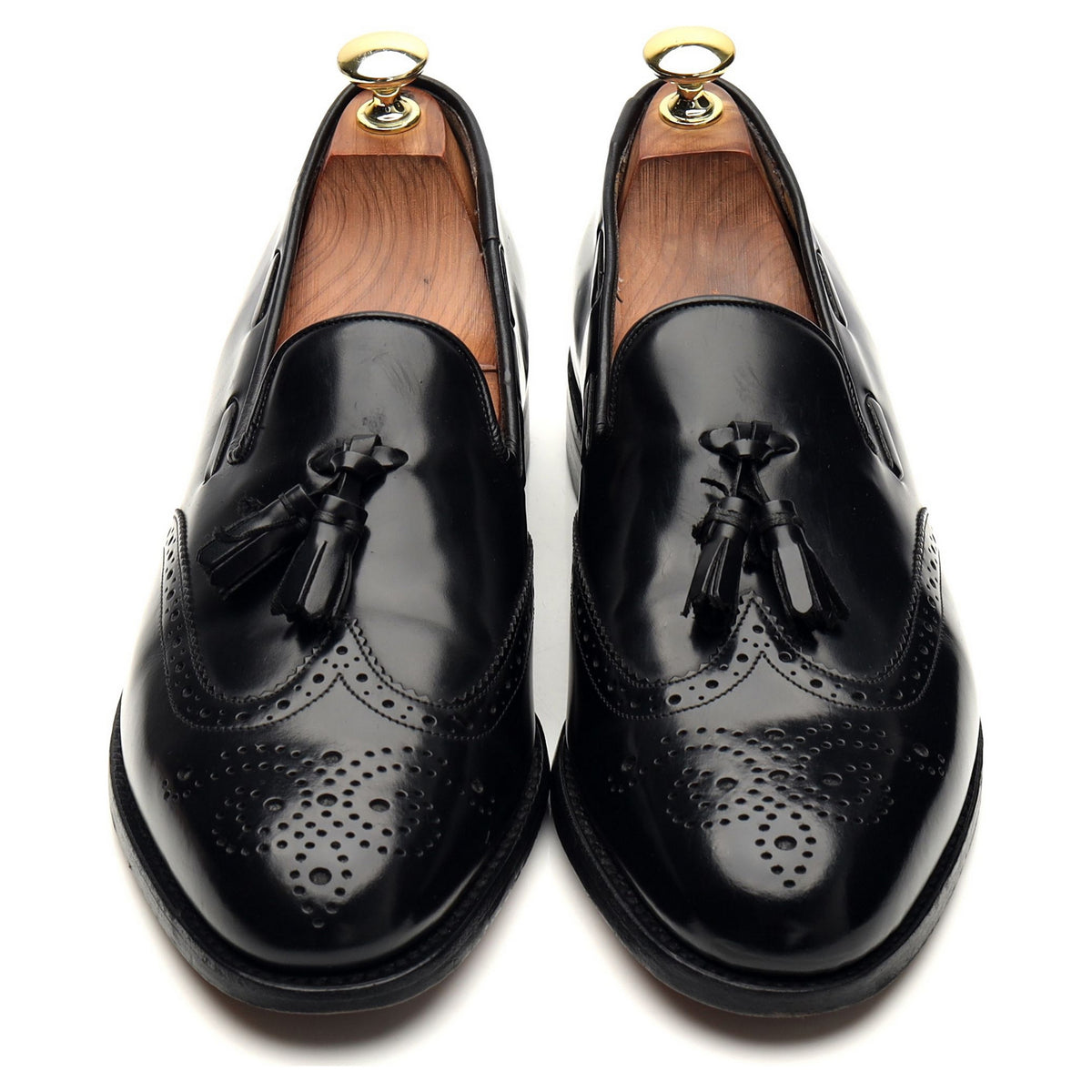 &#39;Clive&#39; Black Leather Tassel Loafers UK 7 F