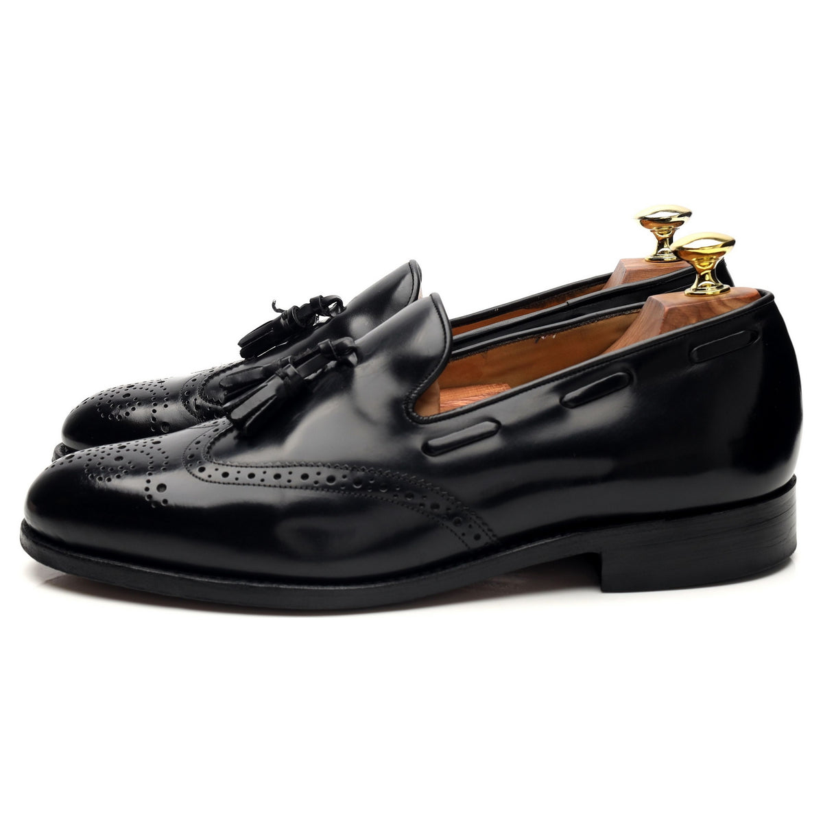 &#39;Clive&#39; Black Leather Tassel Loafers UK 7 F