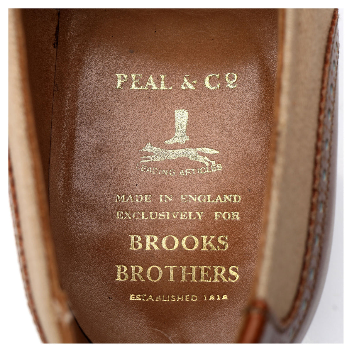 Peal &amp; Co Tan Brown Leather Oxford Spectator Brogues UK 9 US 10