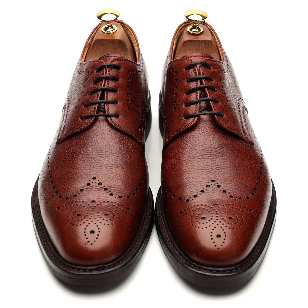 Brown Grain Leather Derby Brogues UK 9.5