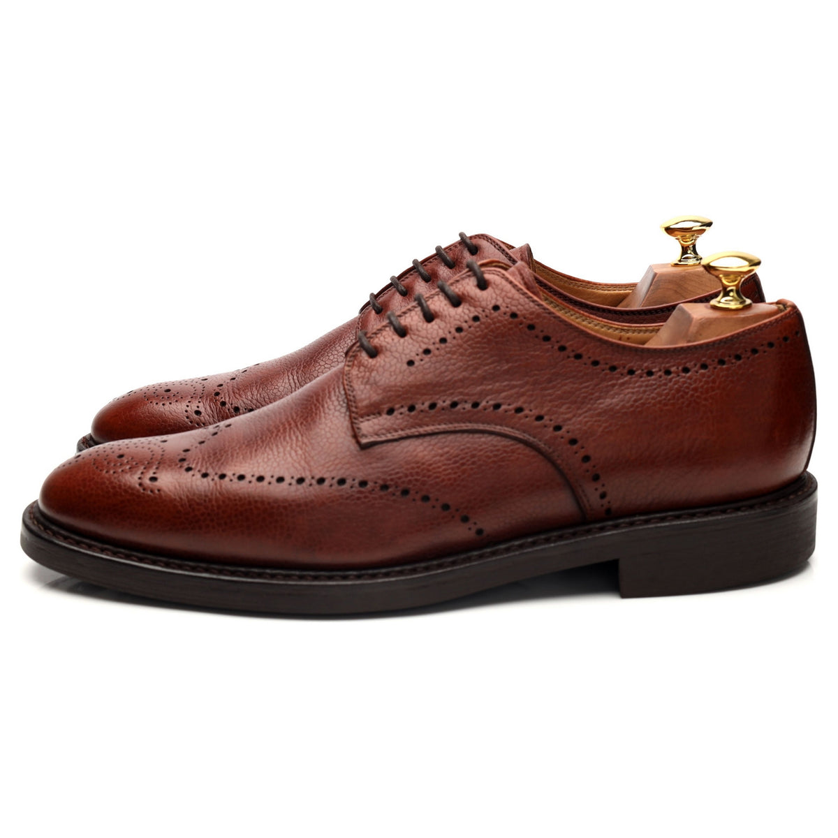 Brown Grain Leather Derby Brogues UK 9.5