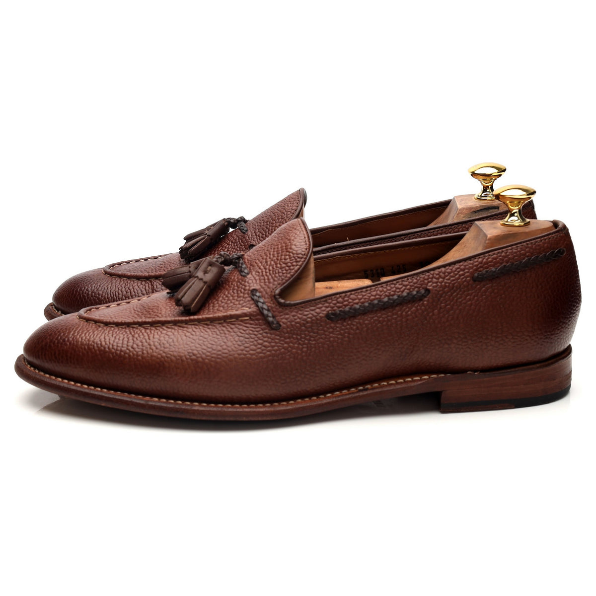 &#39;Scott&#39; Brown Grain Leather Tassel Loafers UK 10 E