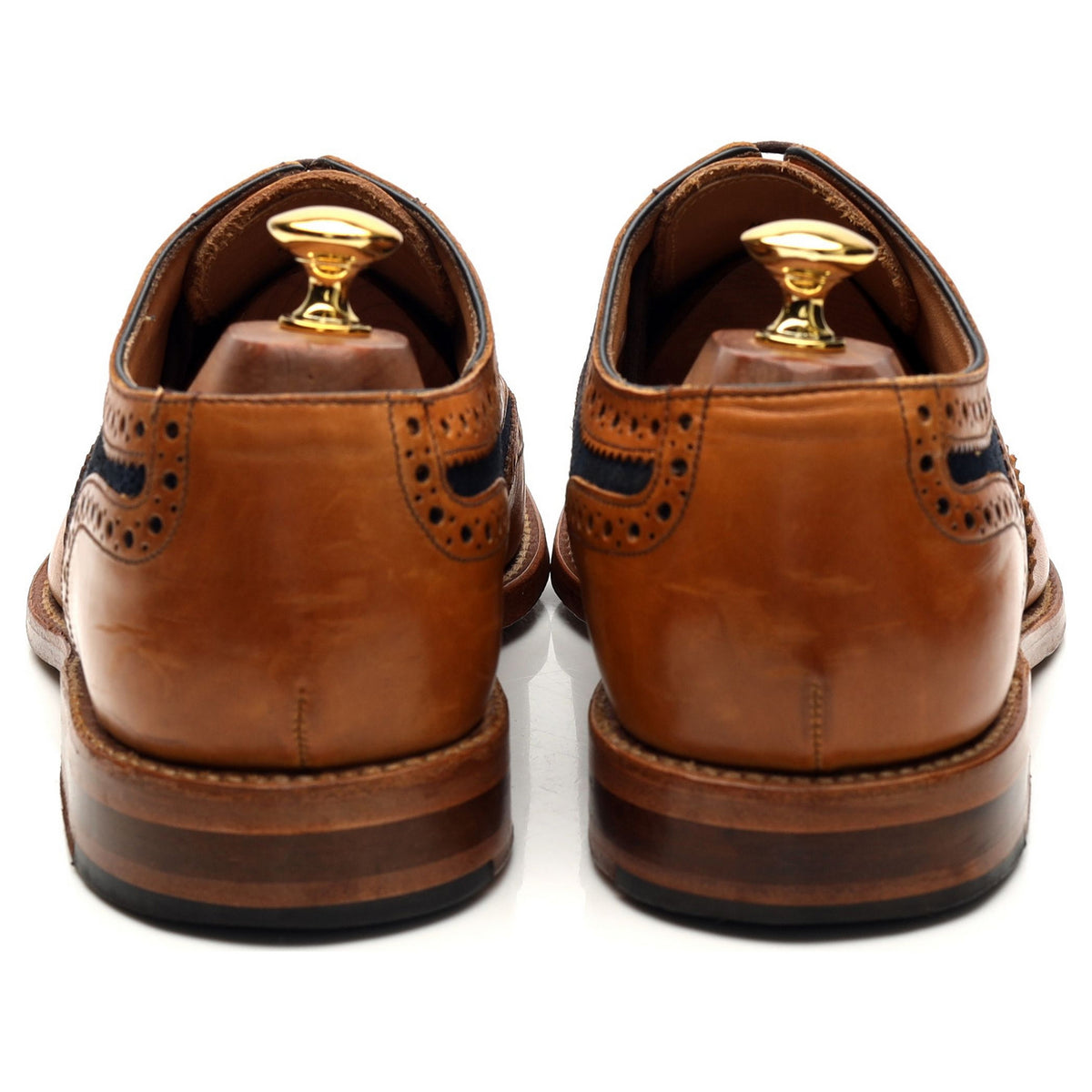 1880 &#39;Tarantula&#39; Tan Brown Leather Navy Suede Two Tone Oxford Brogues UK 10 F