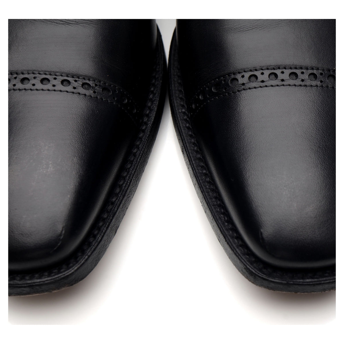 &#39;Leo&#39; Black Leather Derby Brogues UK 8 G