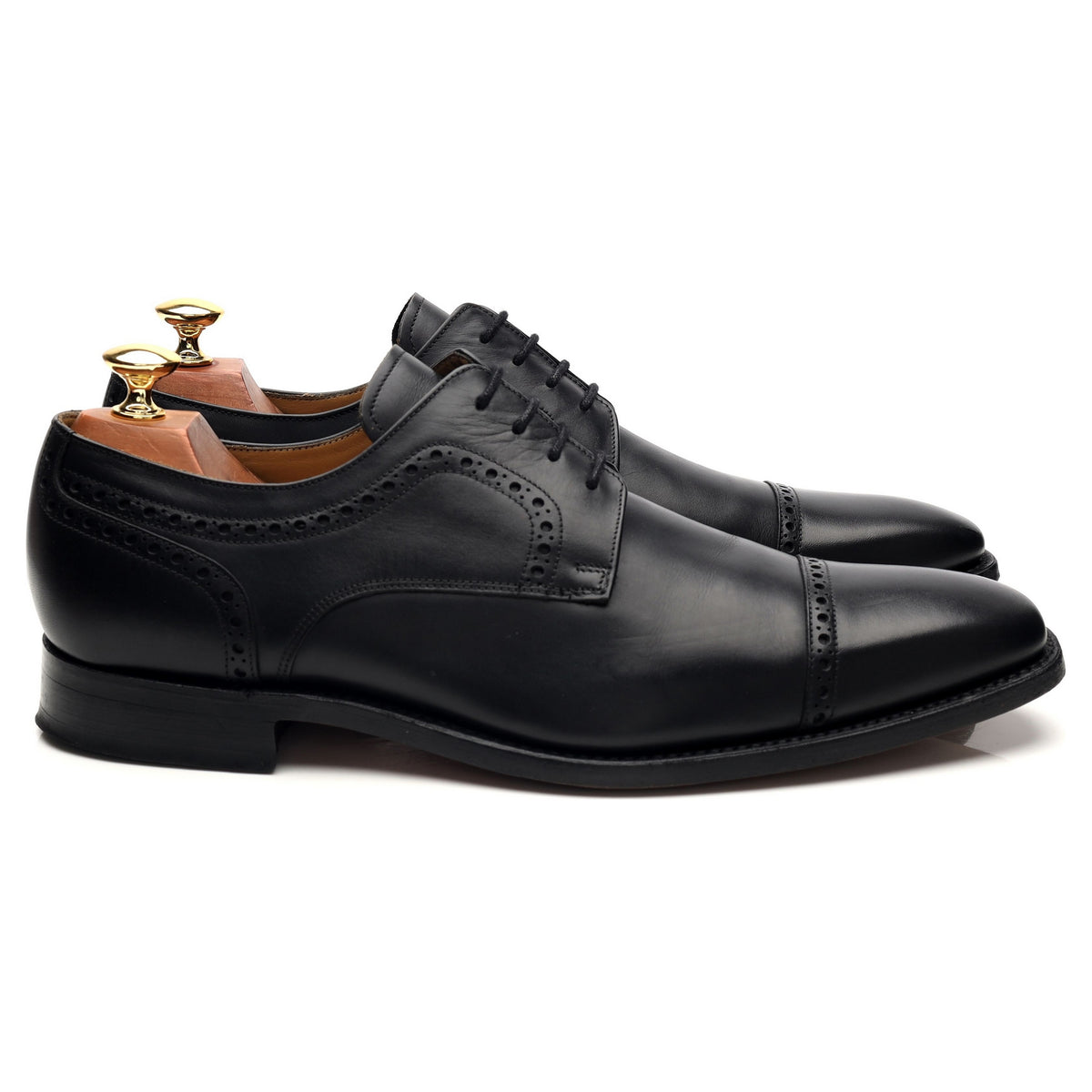 &#39;Leo&#39; Black Leather Derby Brogues UK 8 G
