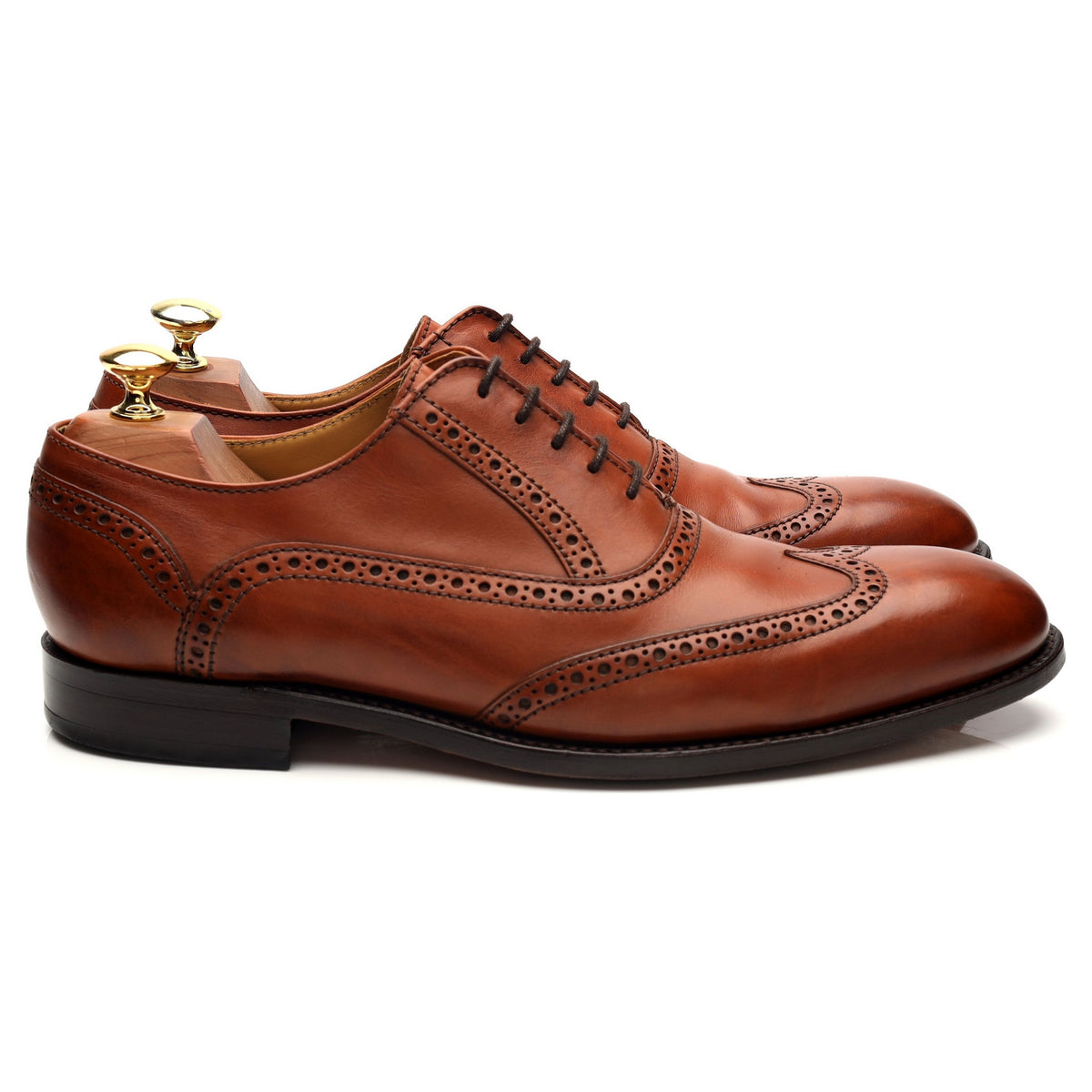 &#39;Grant&#39; Tan Brown Leather Oxford Brogues UK 8 F