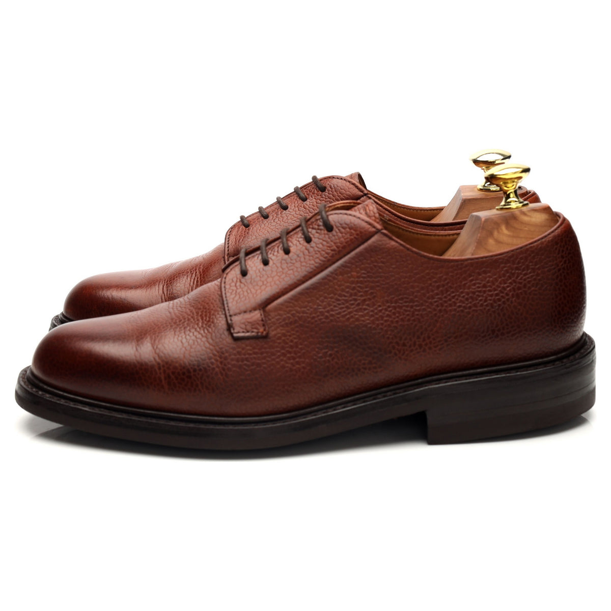 &#39;Deal&#39; Tan Brown Grain Leather Derby UK 7 F