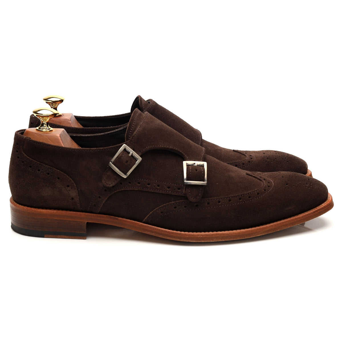 Dark Brown Suede Double Monk Strap UK 9
