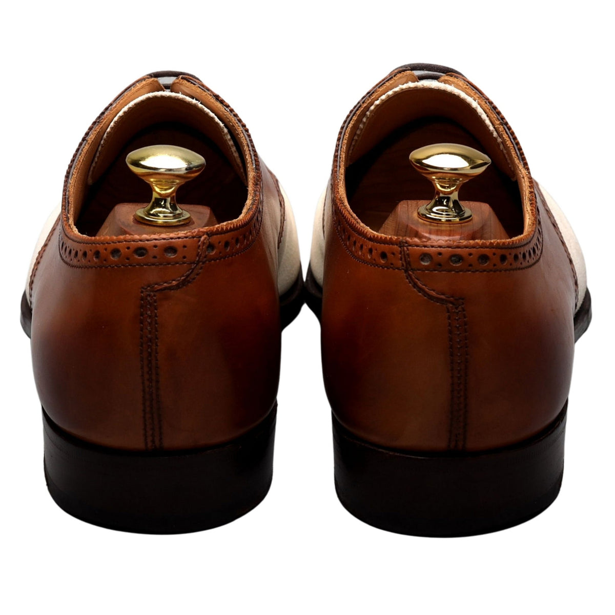 Ralph Lauren Tan Brown / White Leather Derby UK 8.5 E