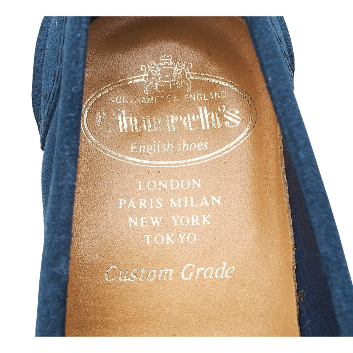 'Pembrey' Blue Suede Unlined Loafers UK 5 G
