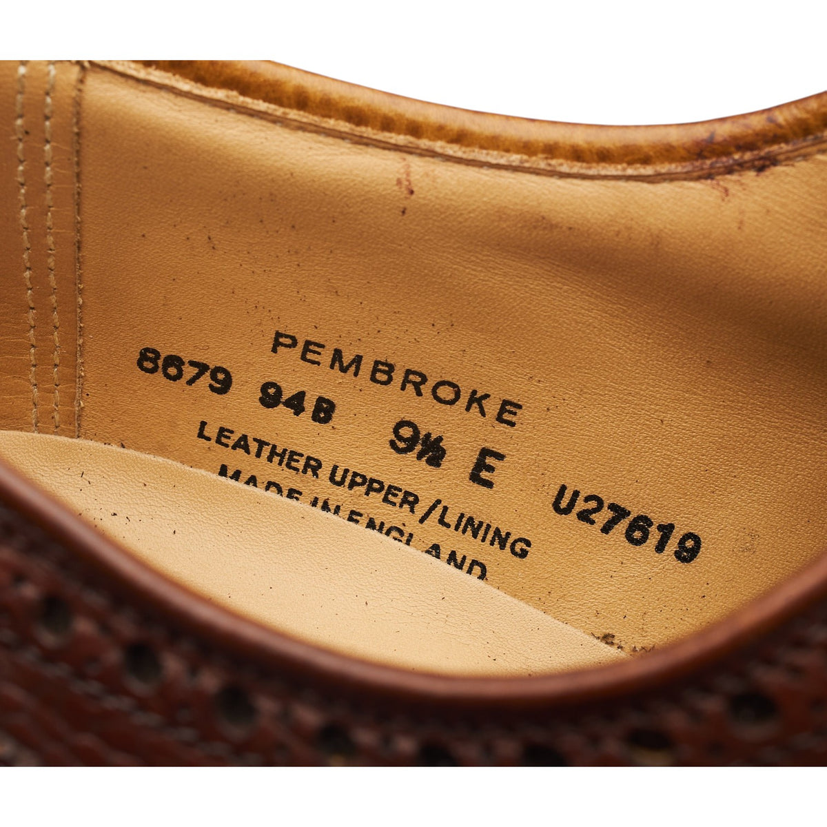 'Pembroke'  Brown Grain Leather Derby Brogues UK 9.5 E