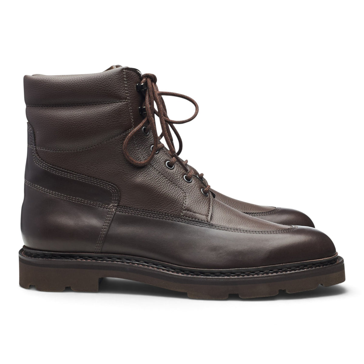 'Peak' Dark Brown Grain Leather Boots UK 9.5 E