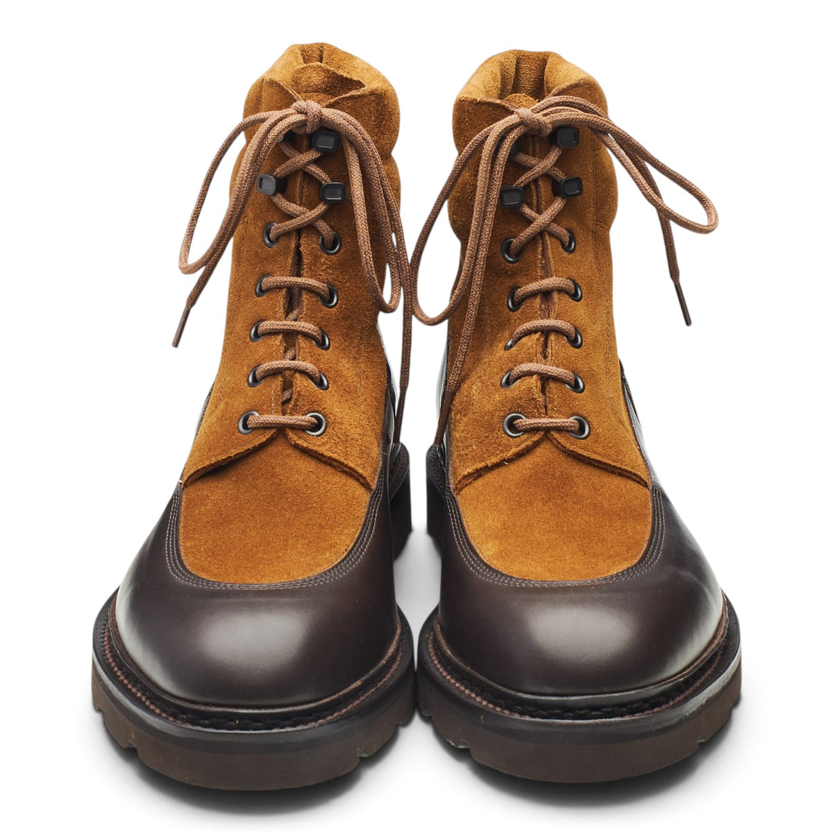 'Peak' Dark Brown Leather / Tan Brown Suede Boots UK 8 E