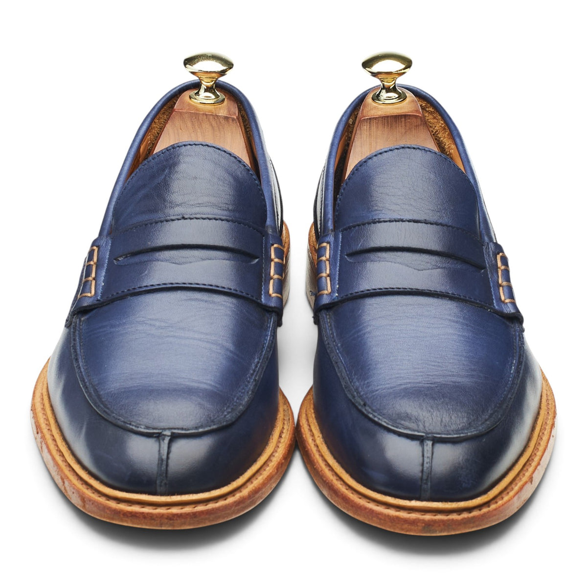 Women's 'Eva' Navy Blue Leather Loafers UK 7.5