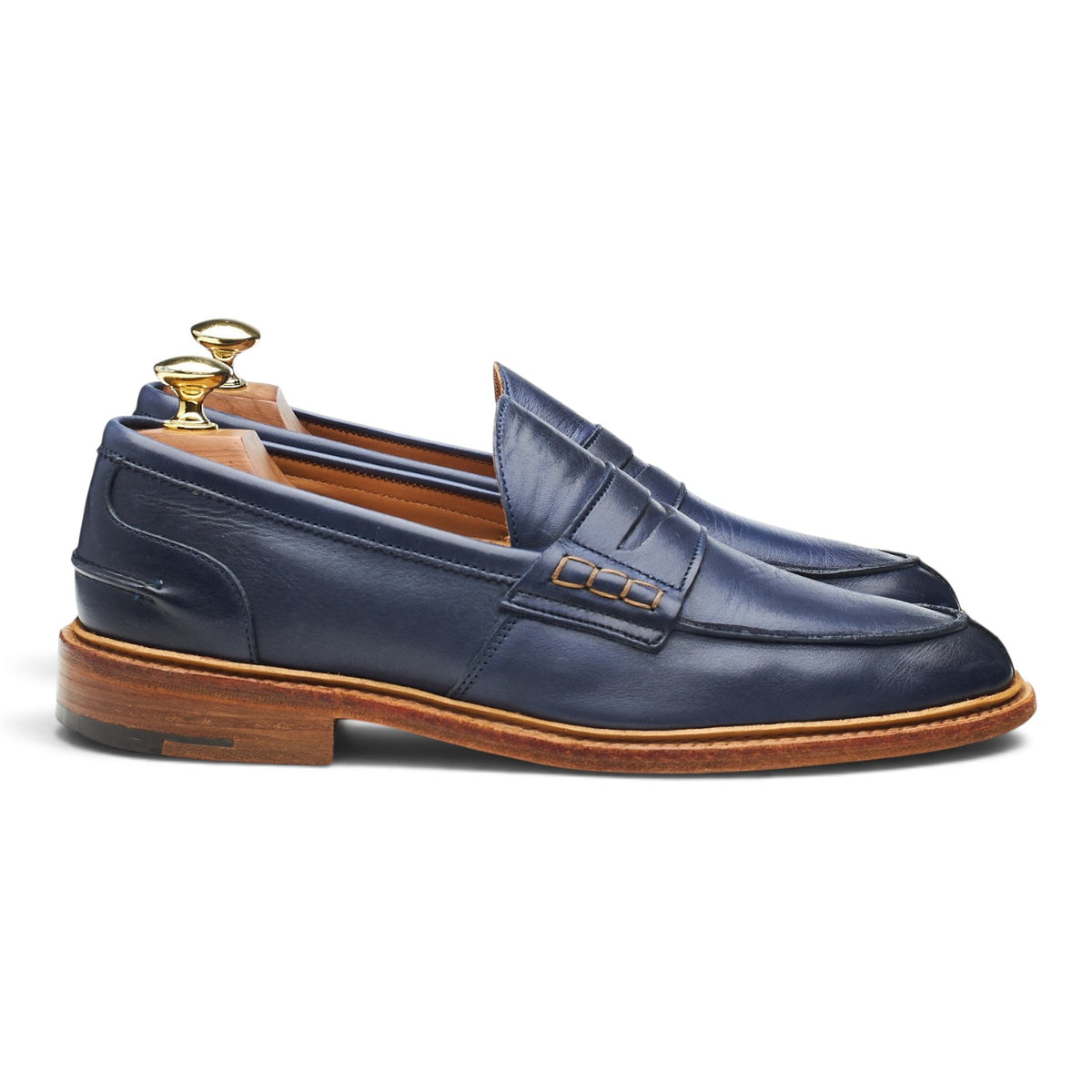 Women's 'Eva' Navy Blue Leather Loafers UK 7.5