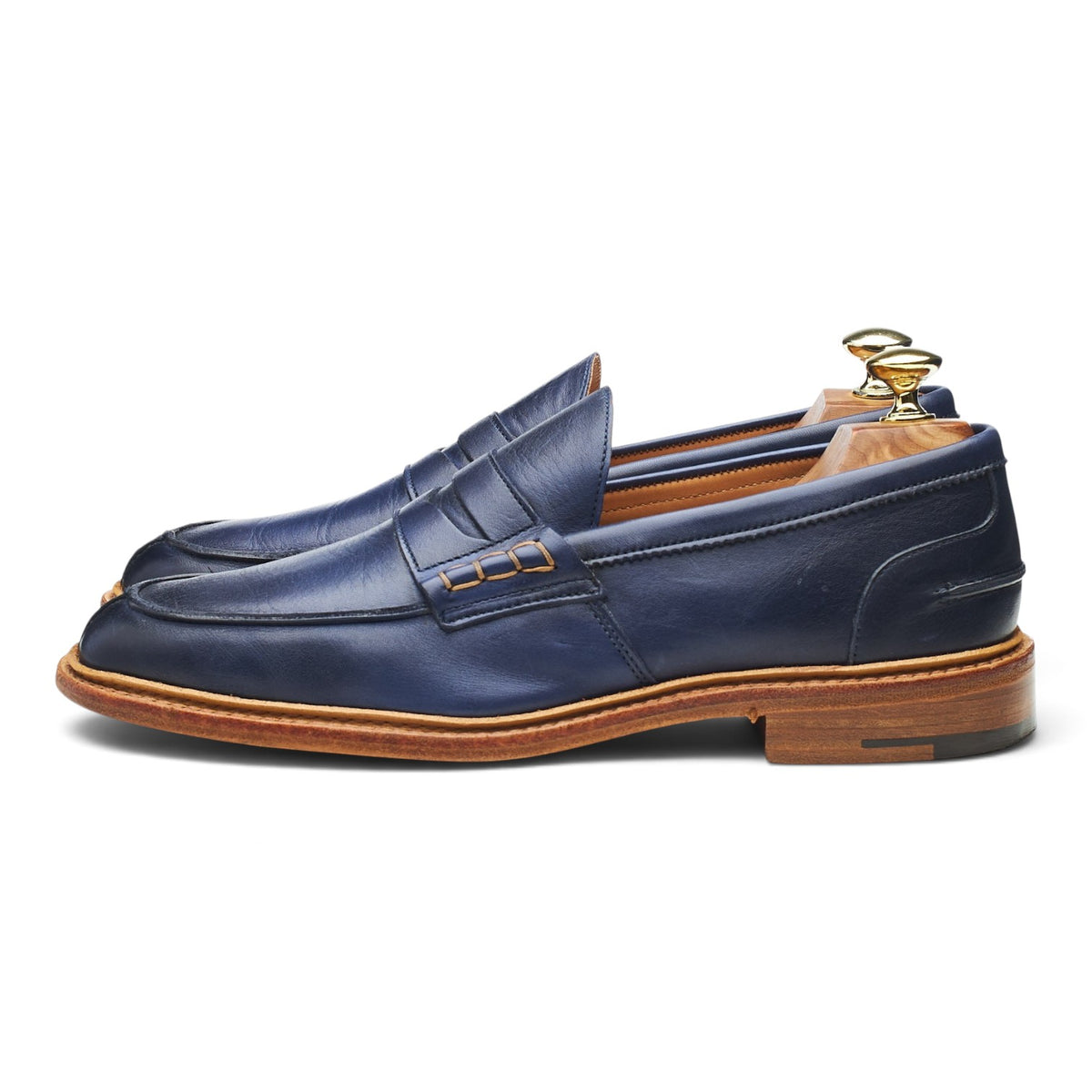 Women's 'Eva' Navy Blue Leather Loafers UK 7.5