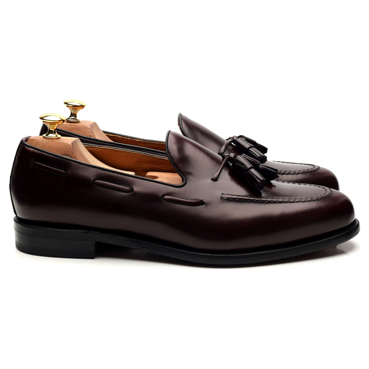 &#39;8491&#39; Burgundy Cordovan Leather Tassel Loafers UK 11