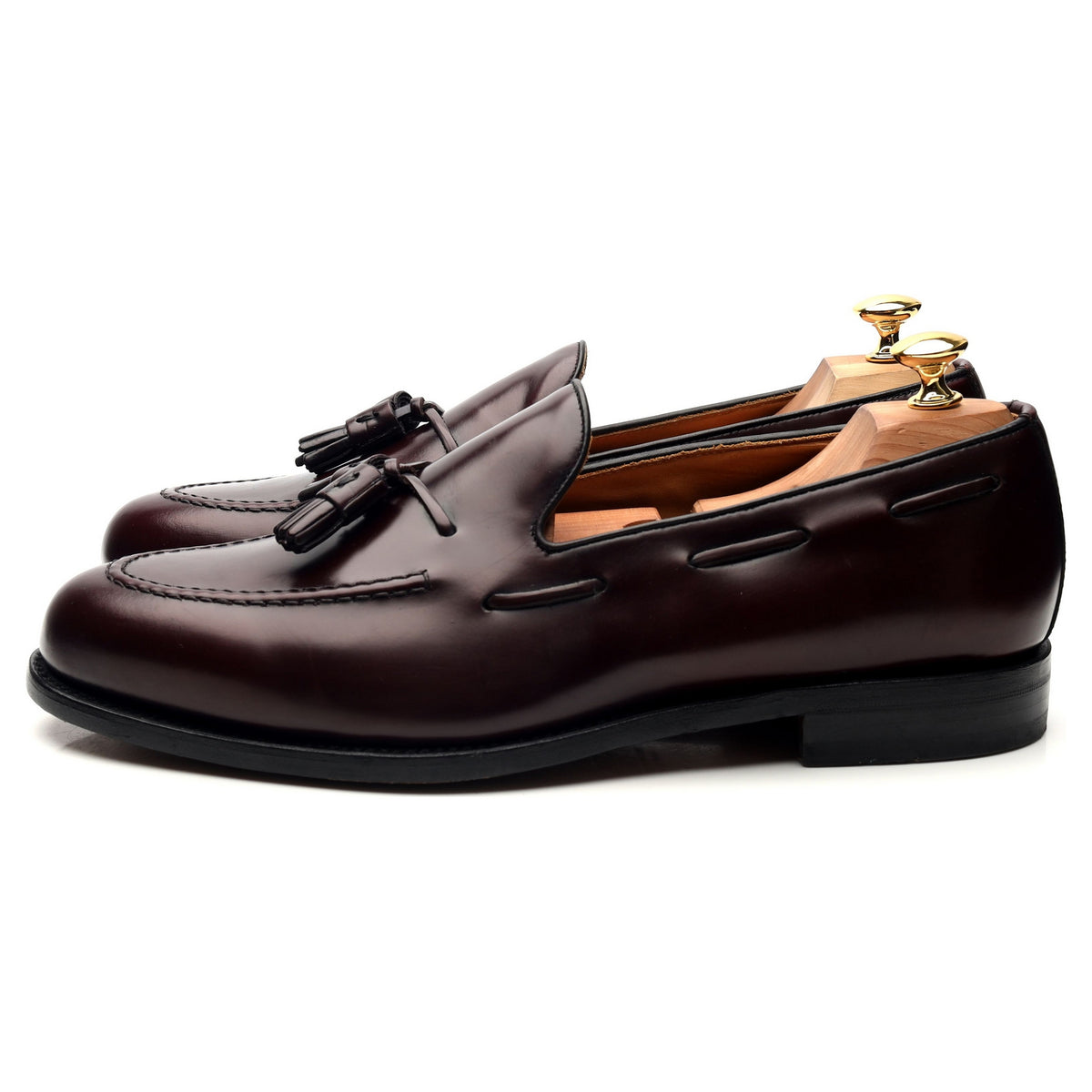 &#39;8491&#39; Burgundy Cordovan Leather Tassel Loafers UK 11