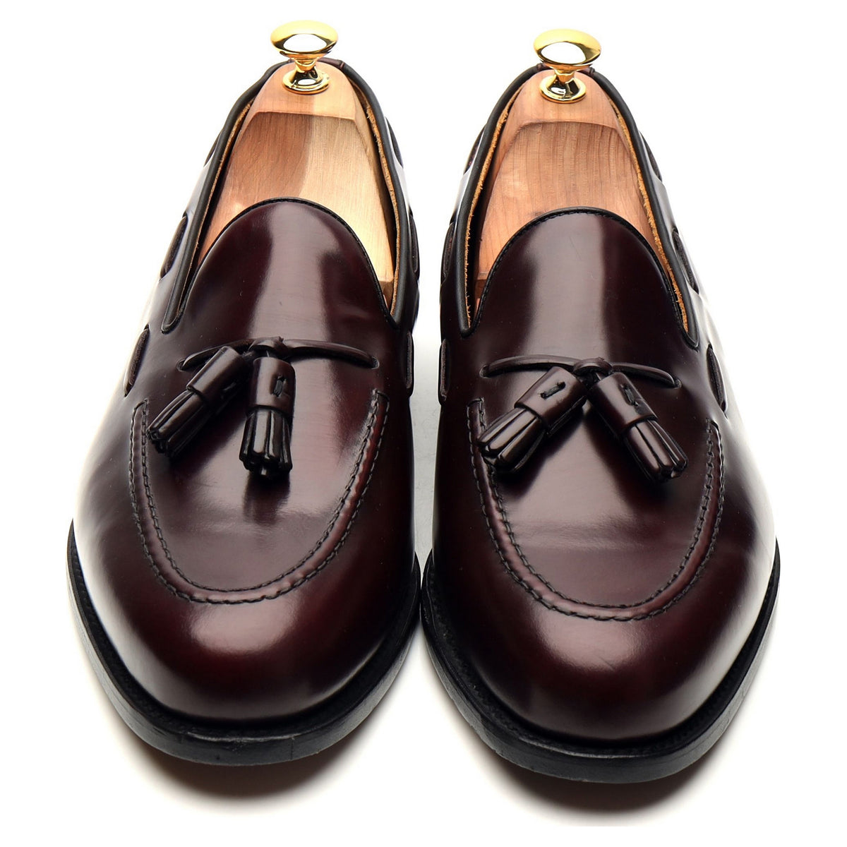 &#39;8491&#39; Burgundy Cordovan Leather Tassel Loafers UK 11