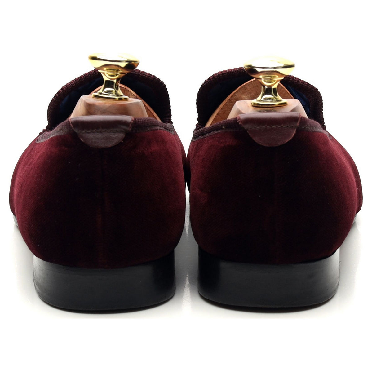 &#39;Albert&#39; Burgundy Velvet Slippers UK 7