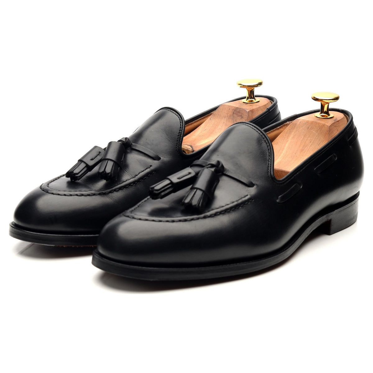 &#39;Cavendish 2&#39; Black Leather Tassel Loafers UK 5.5 E