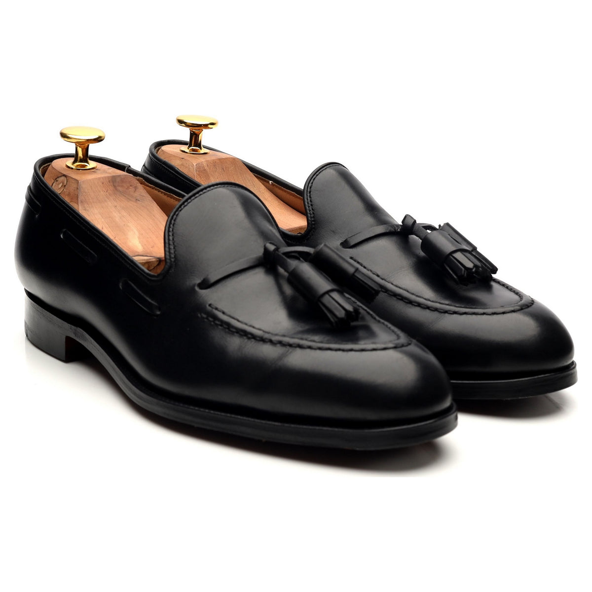 &#39;Cavendish 2&#39; Black Leather Tassel Loafers UK 5.5 E