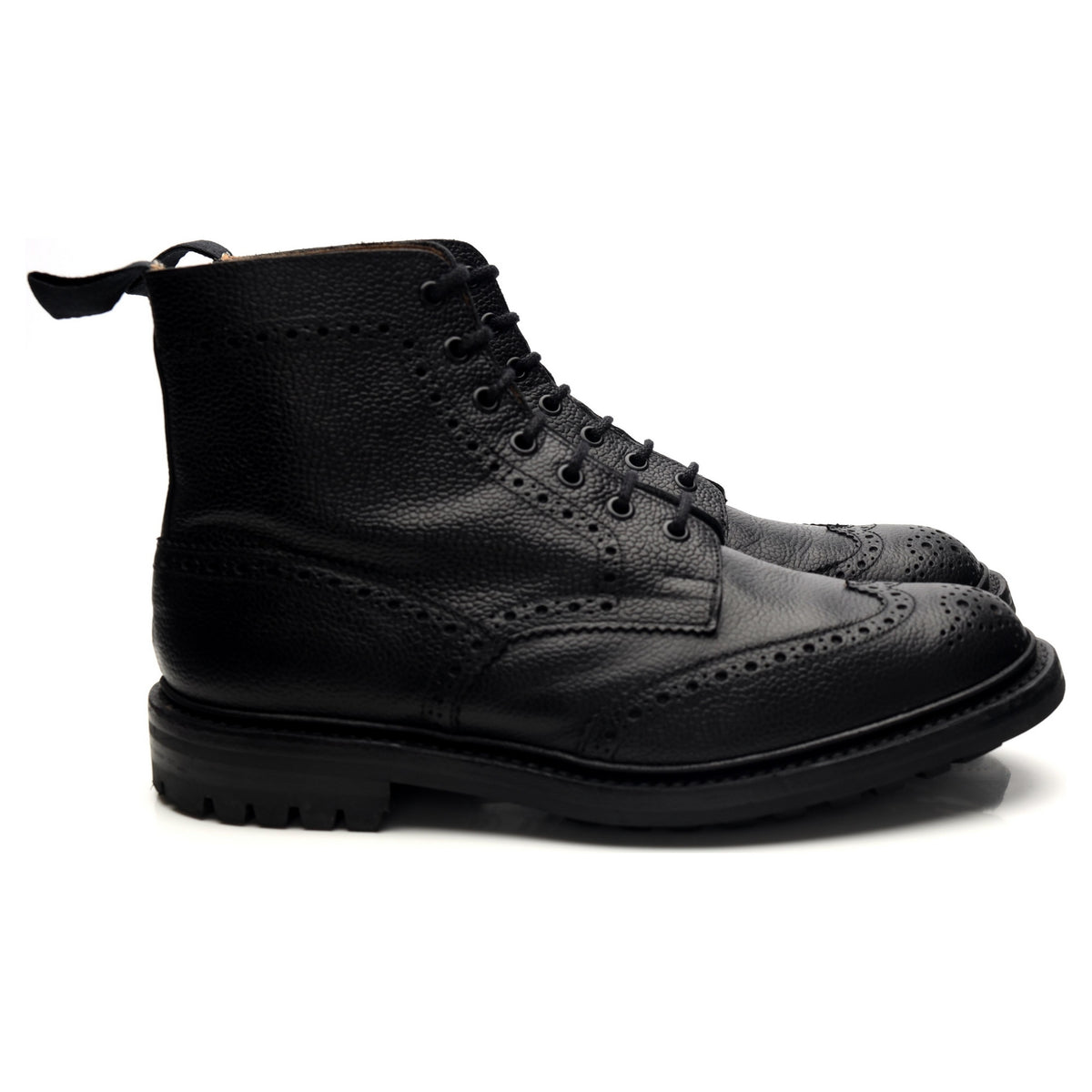 &#39;Stow&#39; Black Leather Boots Brogues UK 10