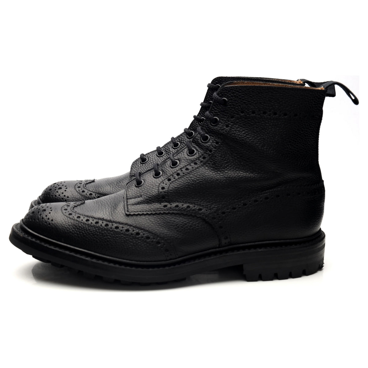 &#39;Stow&#39; Black Leather Boots Brogues UK 10