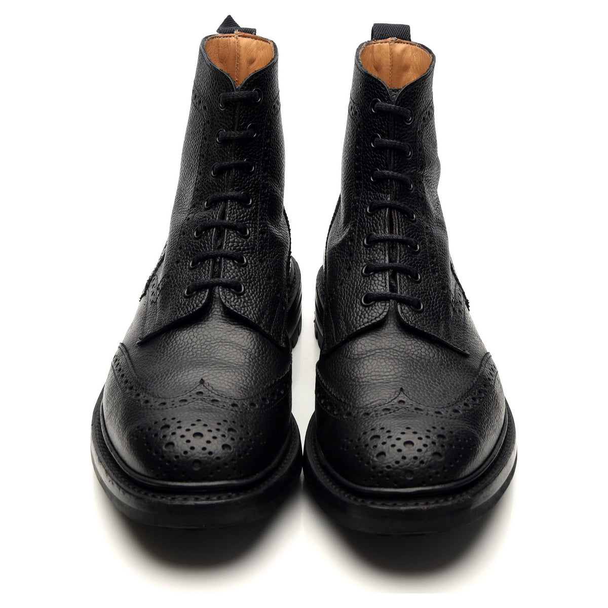 &#39;Stow&#39; Black Leather Boots Brogues UK 10