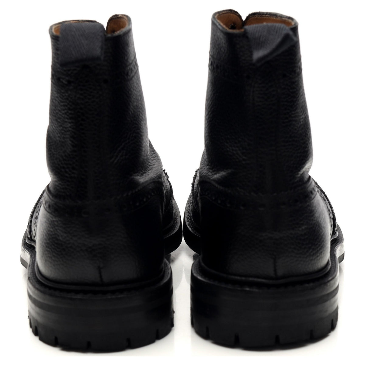 &#39;Stow&#39; Black Leather Boots Brogues UK 10