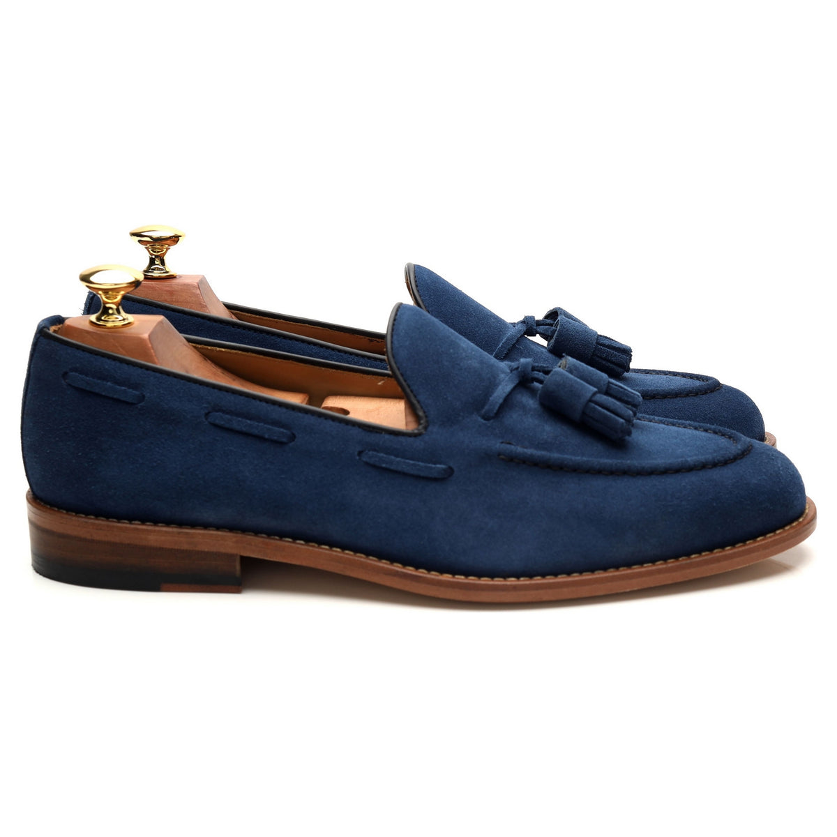 &#39;Barcelona&#39; Blue Suede Tassel Loafers UK 9 F