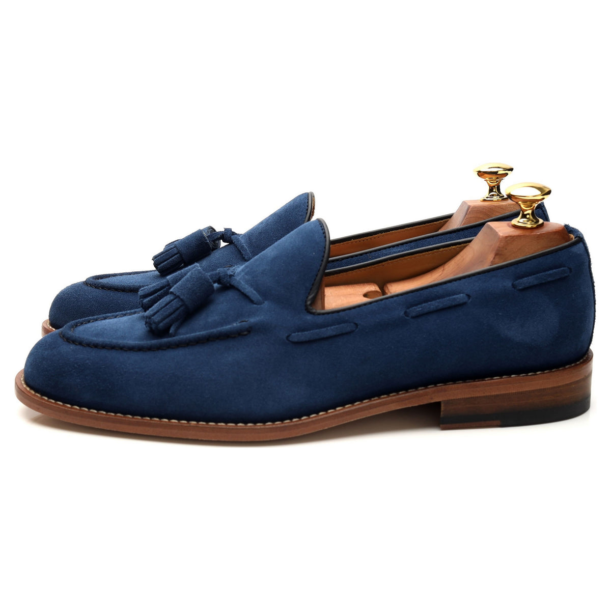 &#39;Barcelona&#39; Blue Suede Tassel Loafers UK 9 F