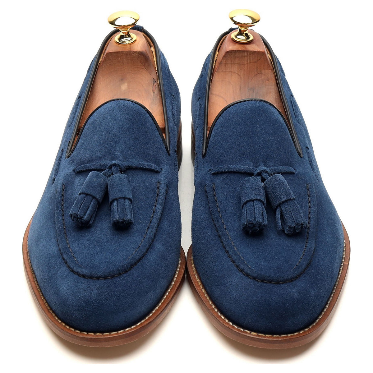 &#39;Barcelona&#39; Blue Suede Tassel Loafers UK 9 F