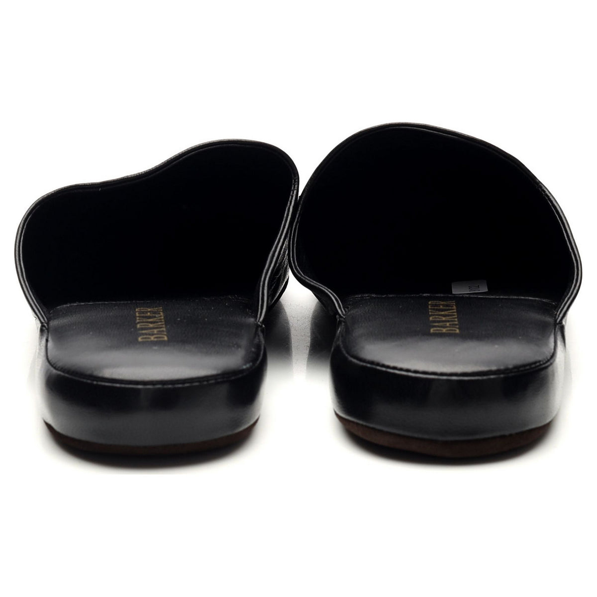 &#39;Birch&#39; Black Leather Slippers UK 6