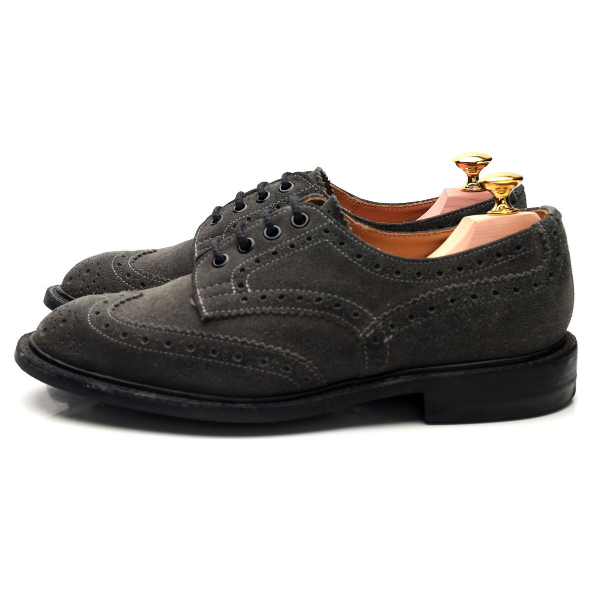 &#39;Bourton&#39; Grey Suede Derby Brogue UK 6.5