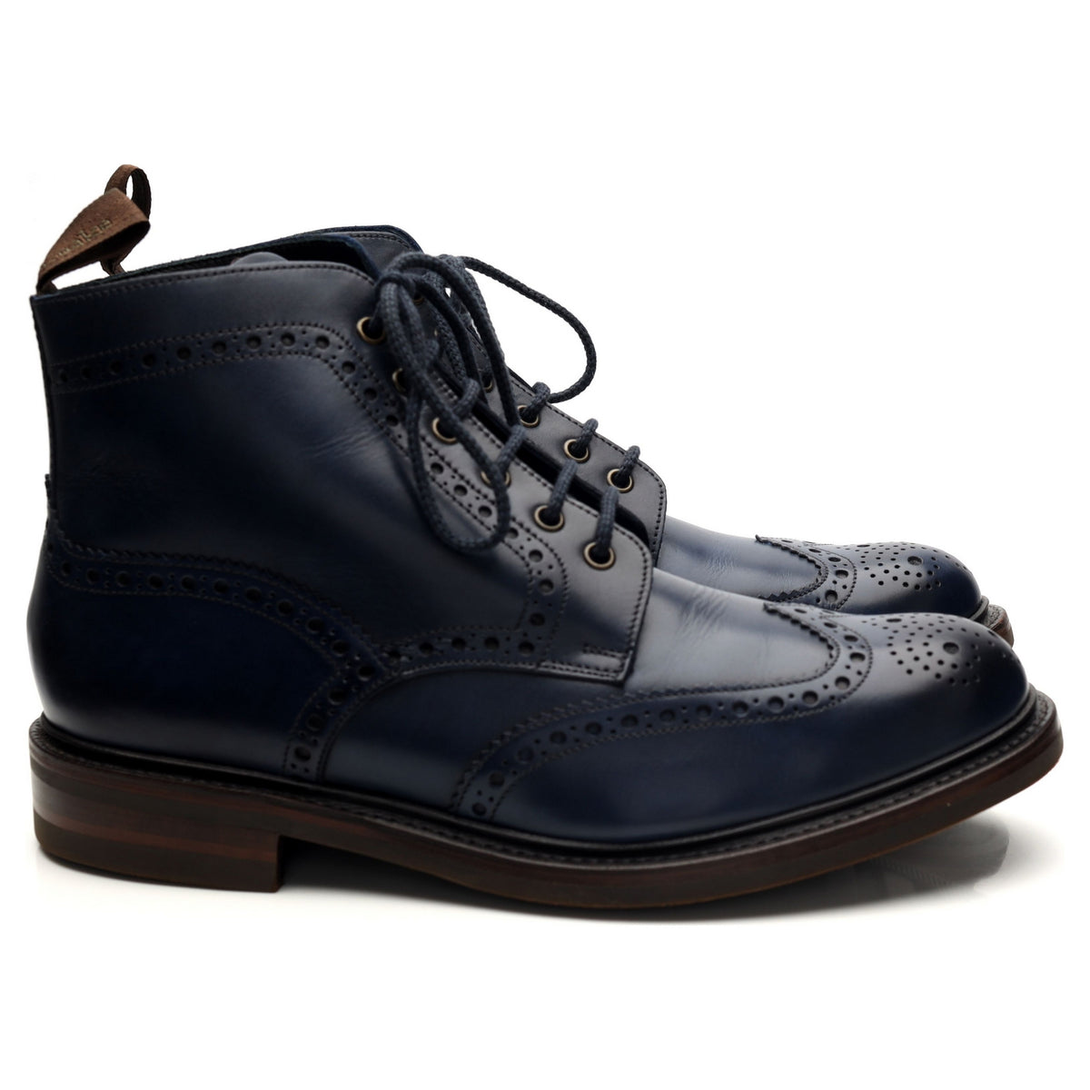 1880 &#39;Bedale&#39; Navy Blue Leather Brogue Boots UK 9 G