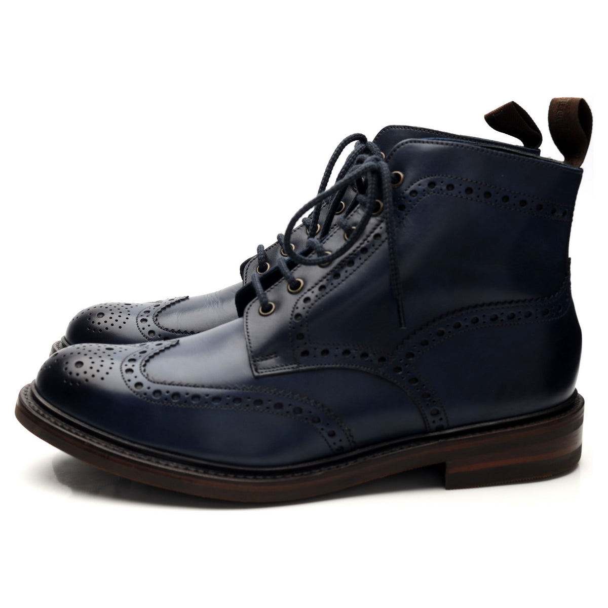 1880 &#39;Bedale&#39; Navy Blue Leather Brogue Boots UK 9 G