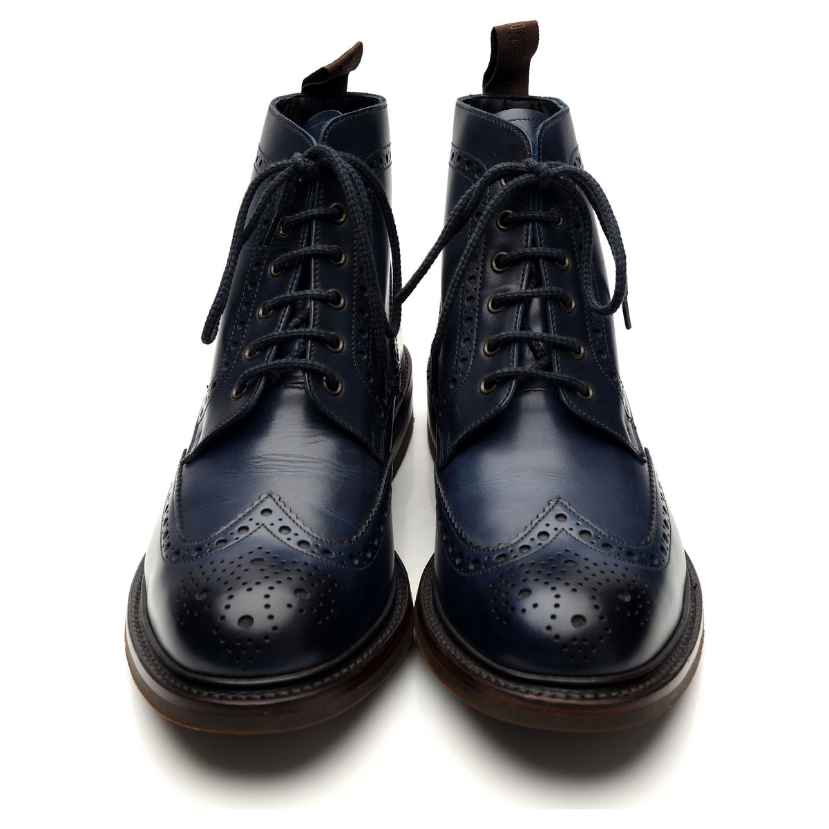 1880 &#39;Bedale&#39; Navy Blue Leather Brogue Boots UK 9 G